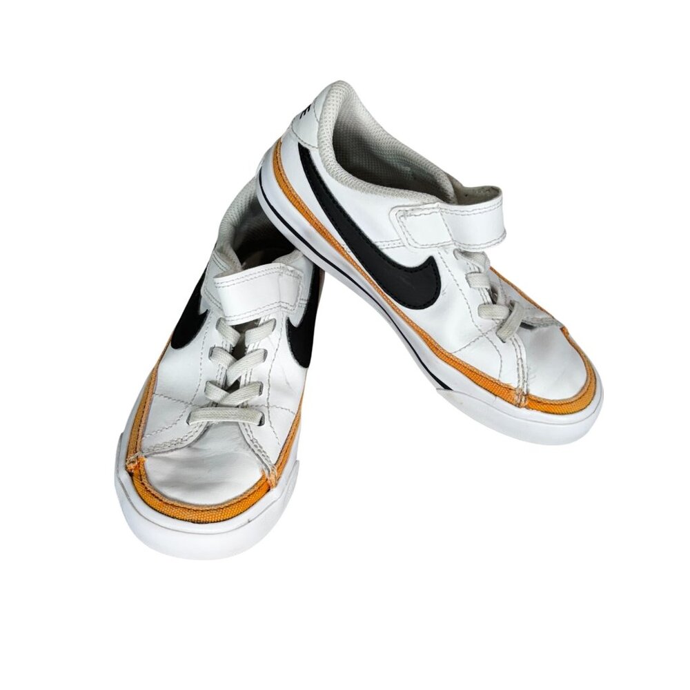 Nike Kids White & Orange Velcro Sneakers Size 10.5C
